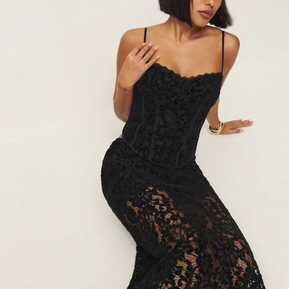 Black Lace Reformation Two Piece Dress -- Tommen Two Piece - Picture 1 of 3